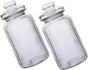 [FIXOSHEE] 2pcs Transparent Glass Sealing Jars Pickle Storage Canisters for Kitchen Airtight Food Containers for Cereals Spices and Decorative Use Stylish Functional Design