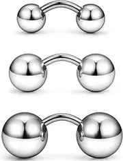 [Yaalozei] G23 Titanium 16G 14G 12G Big Piercing Balls PA Rings Piercing Jewelry Hypoallergenic Externally Threaded Curved Barbell VCH Piercing Jewelry Women Men 6mm 8mm 10mm Balls