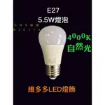 LED 5.5W燈泡 白光黃光 自然光E27燈泡 LED節能省電高光效全電壓燈泡