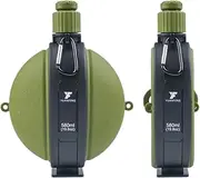 Collapsible Water Bottle - Silicone Foldable Canteen with Compass Cap, 580ml/19.8oz Water Jug for Hiking, Camping, Backpacking, and Traveling, Portable and Durable Outdoor Water Bottle (Green)