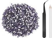 uxcell 5000pcs Flatback Rhinestones Resin, SS12 3mm Resin Rhinestones Bulk Round Shine Gems with Pickup Tools for DIY Nail Art Tumblers Mugs Clothes, Light Purple