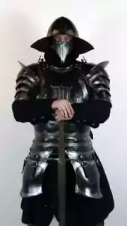 Knight Armor Cuirass Kettle Helmet Blackened Steel Medieval Costumes Pauldrons