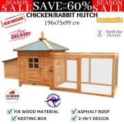 Chicken Coop & Rabbit HutchEnclosure Furtastic Large Run Fir Wood Asphalt Roof