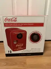 Coca-Cola Inbuilt Bluetooth Speaker Mini Fridge 6 Can Cooler for Travel, Camping