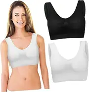 [COSMEVIVI] Women's Fitness Bra Yoga Sports Bra Breathable Mesh Wirefree Cooling Padded Removable Padding Size l