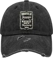 [Generic] Smooth As Tennessee Whiskey Hats for Womens Washed Distressed Baseball Caps Stylish Washed Dad Hats Quick Dry, Allblack, Allblack, One Size