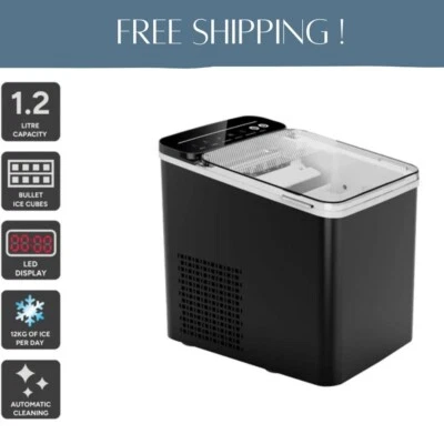 Kogan 12kg Ice Cube Maker Self-Cleaning - Black