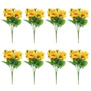 8Pcs 7 Branch 13 Heads Artificial Silk Sunflowers with Stems, Light Orange