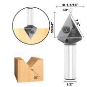 1/2" Shank-60 Degree V-Groove Insert CNC Router Bit for Wood 2D/3D Engraving