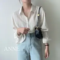 在飛比找蝦皮商城優惠-ANNE｜抓皺慵懶風細條紋襯衫【AT10214】抓皺襯衫 襯