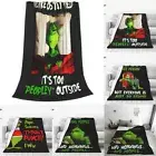 Christmas Bedding Grinch's Pattern Flannel Blanket Throw Warm Lounge Plush Rug