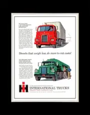1960 International Trucks Diesels That Weigh Less Do More - Matted to 11x14
