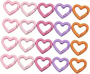 [VILLFUL] 20pcs Spring Ring Keychain Heart Spring Cute Shapes Hooks Key Shaped Charms Clip Keychain Carabiner Lanyard Snap Hooks Heart Metal Buckle Swivel Clasps Clips Zinc Alloy
