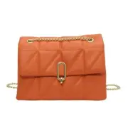 Women Candy Color Quilted Bag PU Leather Shoulder Bag Chain Strap Crossbody Bag
