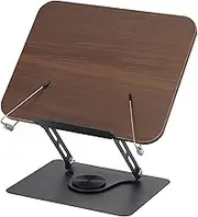 Book Stand for Reading, Height&Angle Adjustable, 360° Rotating Base, Folding Book Holder for Kitchen, Office, School Textbook, Recipe, Magazine, Tablet