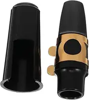 Hoement 1 Set Saxophone Mouthpiece Clarinet Mouthpiece Kit Sax Mouthpiece Pink Agate Coasters Clarinet Kit Saxophone Mouth Cap Musical Instruments Accessory ，， Black