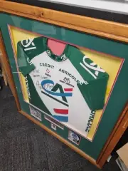 Signed Stuart O'Grady Cycling Jersey framed - with photos and plaque