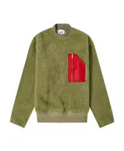 Ambush Logo Print Textured Sweater Green