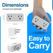 Multiple Plug Outlet Splitter With 3 USB Wall Charger 2 Electrical Outlets