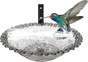 Garden Bird Bath, Wall Mounted Outdoor Basin, 9 Inch Transparent Flower Design, Weatherproof and Easy to Clean, 1 Pack Clear, for Feeding Parrots, Parakeets, and Hummingbirds