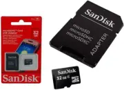 SanDisk 32GB microSDHC Flash Memory Card – High-Speed Storage, Black (Retail Pac