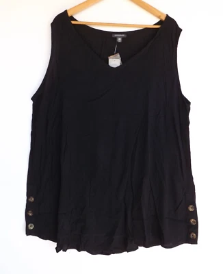 New Autograph Top 20 Womens Black Tank Button Trim Pullover Viscose