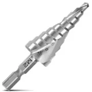 Saber 4-20mm 2mm Spiral Flute Hex Shank HSS Step Drill 8031-M2