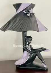 PLASTIC RIBBON MAUVE & BLACK LARGE LAMPSHADE for BARSONY LADY LAMP