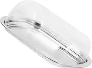 ELAYARD Stainless Steel Butter Container with Clear Lid Elegant Butter Storage Box for Counter Reusable Dish Holder Odor