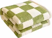 UGFJMN Throw Blankets Flannel Blanket with Checkerboard Grid Pattern Soft Throw Blanket for Couch, Bed, Sofa Luxurious Warm and Cozy for All Seasons(Green,180×200cm)