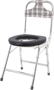 Z&y GLAa Folding Bedside Commode Portable Toilet Chair with Backrest and Soft Seat Pad Comfortable Durable