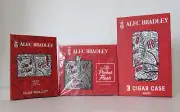 Alec Bradley Set. Slim Wallet with Money Clip, Leather Pocket Flask, Cigar Case