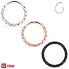 1-2 PCS Surgical Steel Hinged Ring Clicker Segment Septum Nose Braided Earrings