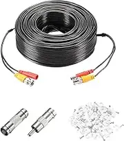 uxcell BNC Video Power Cable,45m/148ft All-in-One Security Camera Wire Cord DC Extension Wire for CCTV Security DVR Camera System Installation Plug & Play Cord,1 Set Black