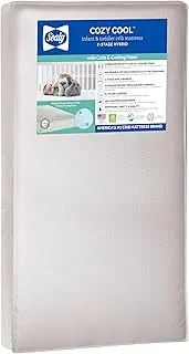 Sealy Cozy Cool Hybrid 2-Stage Infant/Toddler Crib Mattress -204 Premium Coils, Soybean Cool Gel Memory Foam, Luxurious Cotton Cover, Waterproof, Allergy Barrier, Firmer Infant Side, 52"x28"
