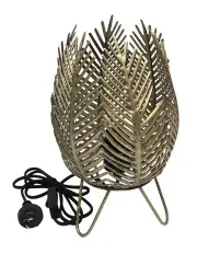 [Willow & Silk] Metal Gold Leaf Designer Table Lamp in Gold