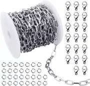 32.8 Feet Silver Stainless Steel Chain Bulk Flat Paperclip Link Chains 10X5Mm Si
