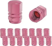 Fekey&JF 16 PCS Car Tire Valve Stem Caps, Waterproof Airtight Car Wheel Tire Valve Stem Covers Universal for Cars, Bicycles, Trucks, Motorcycles, Car Accessories for Men Women (Pink)