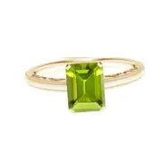 Solitaire 2 Ctw Octagon Peridot 925 Sterling Silver Yellow Plated Wedding Ring
