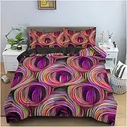 Geometric 3D Printed Bedding Set Soft Single King Queen Psychedelic 3D Abstract Duvet Cover and Pillowcase 2/3pcs Quilt Covers(5,135x200cm 2PCS)