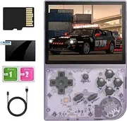 RG35XX Retro Handheld Game Console , Dual System Linux GarlicOS 3.5 Inch IPS Screen Built-in 64G TF Card 6831 Games Support HDMI TV Output (Transparent Purple)