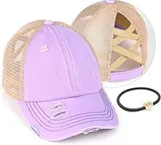 [C.C] Washed Distressed Cotton Denim Ponytail Hat Adjustable Baseball Cap (BT-12)(BT-13)(BT-14)(BT-15)(BT-18)(BT-780)(BT-791)