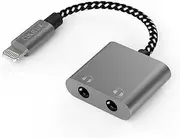 Cubilux Lightning to Dual Headphone Splitter, Lightning to 2-Way 3.5mm Audio Adapter, 1/8 Double Audio Jacks Headphone Adapter Compatible with iPhone 14 Pro Max 14 Plus/13/12/11/SE 2/Xr/Xs Max