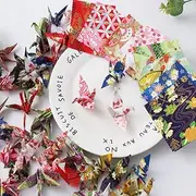 100Pcs Mini Premade Origami Washi Paper Cranes Folded Origami Cranes Handmade Yuzen Paper Cranes Tea Party Favors Wedding Confetti Baby Shower Party Supplies Peace Dove Happiness Good Luck