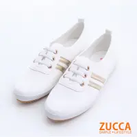 在飛比找Yahoo奇摩購物中心優惠-ZUCCA-日系帆布橫紋休閒鞋-金-z6304gd