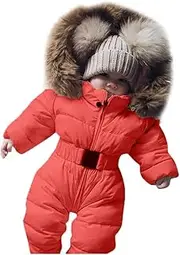 [Generic] Snow Pants Youth Boys Jumpsuit Warm Baby Jacket Coat Girl Infant Hooded Winter Boy Outerwear Romper Boys Coat&Jacket Youth Boys Snowsuit Orange
