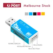 All in One Aluminum 4Slots USB 2.0 Memory Card Reader TF SD SDHC SDXC MS DUO MMC