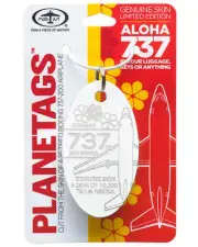Aloha Airlines Boeing 737-200 Tail #N823AL Aluminum Jet Plane Metal Skin Bag Tag