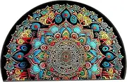 Half Round Door Mat 24x36 Inch Floral Ethnic Soft Absorbent Bohemian Rug Non-Slip Quick Dry Bath Mat for Indoor Outdoor Entrance Kitchen Bedroom-