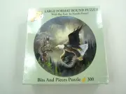 Bits and Pieces Puzzle 300 Piece Eagle Guarding The Nest Large Format Round New